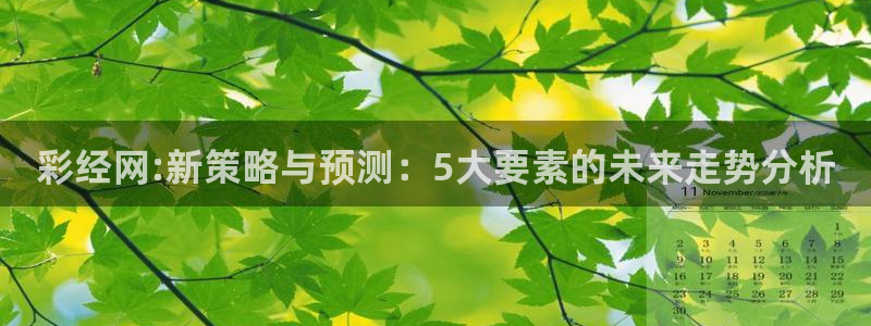 恩佐娱乐app官网下载苹果：彩经网:新策略与预测：5大要素的未来走势分析